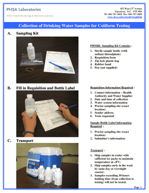 Drinking Water Sample Collection Form