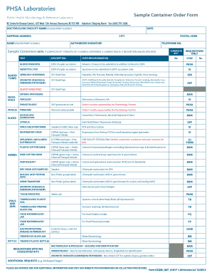 Sample Container Order Form