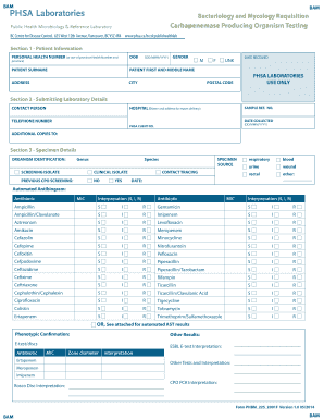 Bacteriology and Mycology Requisition Form