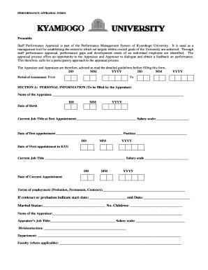 Kyambogo University Staff Performance Appraisal Form