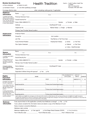 Health Tradition Health Plan Member Enrollment Form