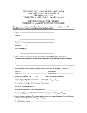 Minnesota Professional Liability Insurance Application