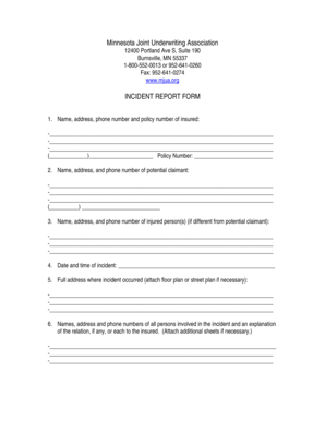 Minnesota Incident Report Form