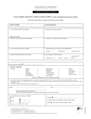 ATA Carnet Security Application Form