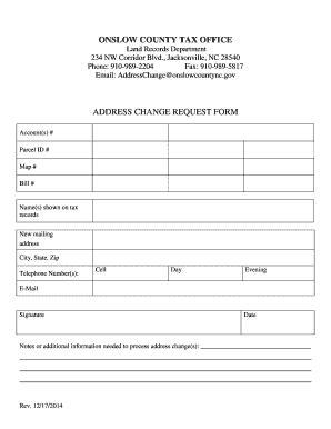 Onslow County Tax Office Address Change Request Form
