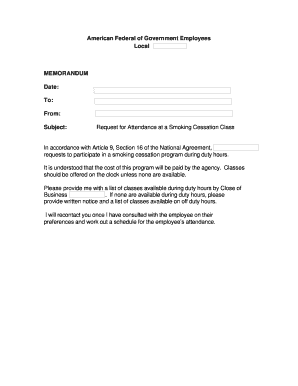 Request for Attendance at Smoking Cessation Class