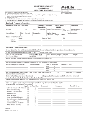 Long Term Disability Claim Form