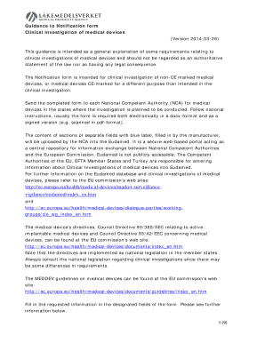 EU Medical Device Clinical Investigation Notification Form