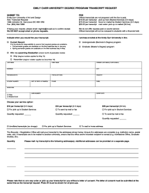 Emily Carr University Transcript Request Form