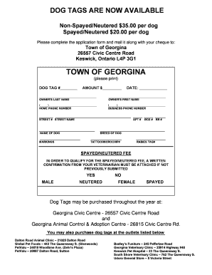 Town of Georgina Dog Tag Application Form