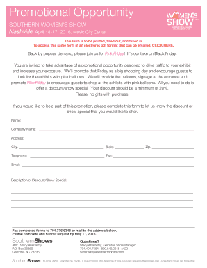 Promotional Opportunity - Southern Shows