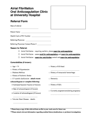 Atrial Fibrillation Referral Form