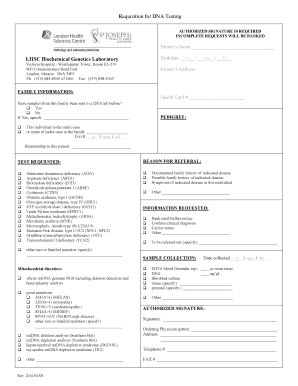 DNA Testing Requisition Form