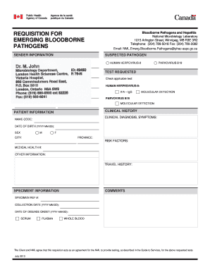 Bloodborne Pathogens Test Requisition Form
