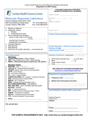 Requisition for DNA Testing
