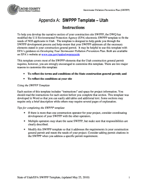 Utah Stormwater Pollution Prevention Plan Template