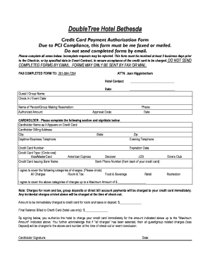 DoubleTree Hotel Bethesda Credit Card Payment Authorization