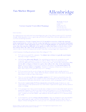 Venture Capital Trust Risk Warning Notice