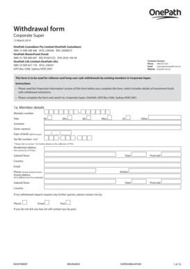 Corporate Super Withdrawal Form
