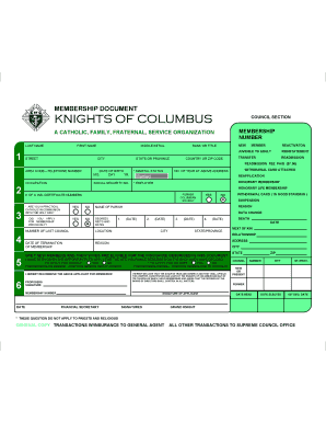 Knights of Columbus Membership Application