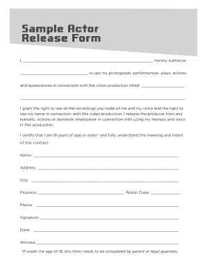 Actor Release Form