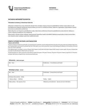 Tampere Public Transport Power of Attorney