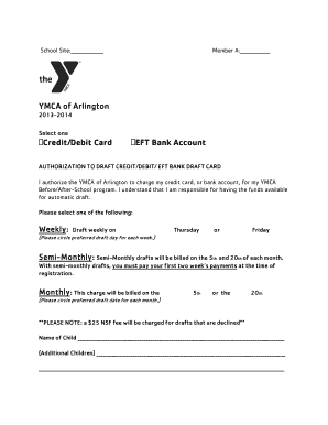 YMCA of Arlington Authorization to Draft