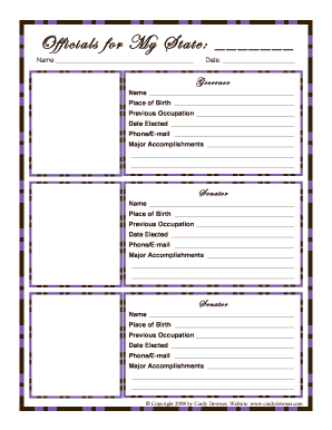 Officials for My State and Town Form