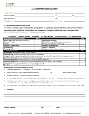 Administrator Reference Form
