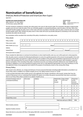 OnePath Life Beneficiary Nomination Form