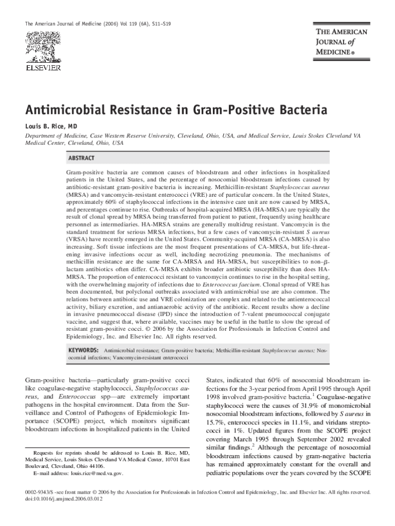 Fillable Online Antimicrobial Resistance in GramPositive Bacteria