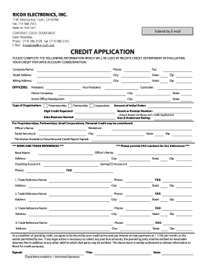 Ricoh Corporate Credit Application