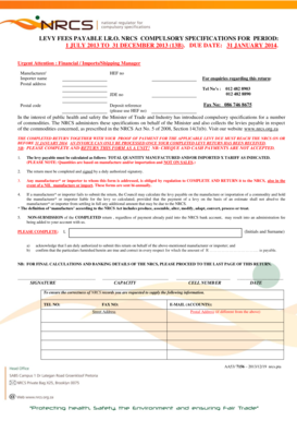 South Africa NRCS Levy Return Form