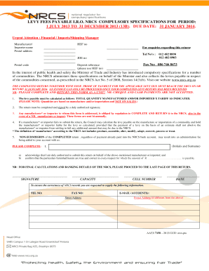 South Africa NRCS Levy Return Form