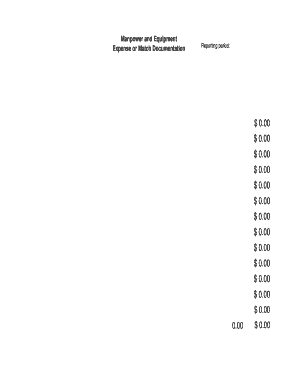 Manpower and Equipment Expense or Match Documentation