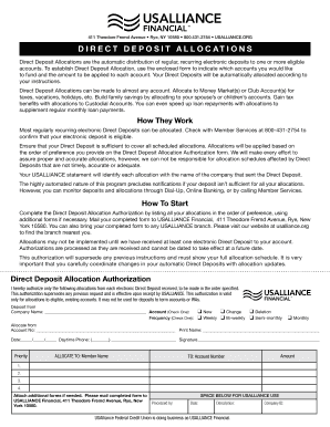 Direct Deposit Allocation Authorization Form