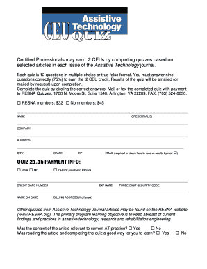 RESNA Assistive Technology Journal Quiz