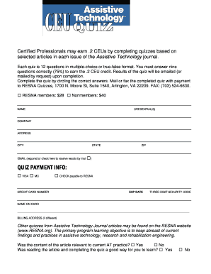 RESNA Assistive Technology Journal Quiz