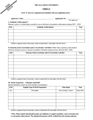 Aga Khan University Application Form E