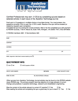 RESNA Assistive Technology Journal Quiz