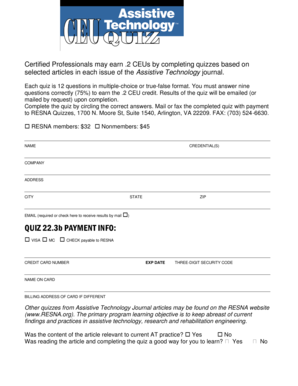 RESNA Assistive Technology Journal Quiz