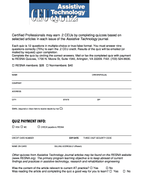 RESNA Assistive Technology Journal Quiz