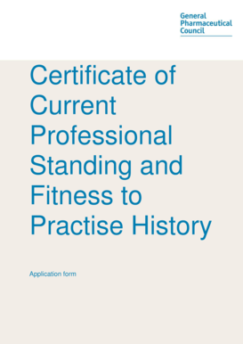 Certificate of Current Professional Standing Application