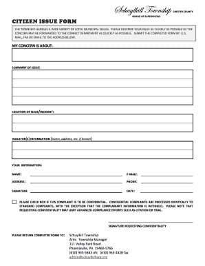 Chester County Citizen Issue Form