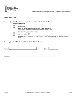 Selective Service Registration Compliance Statement