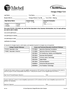 Change of Major Form