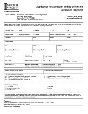 Application for Admission
