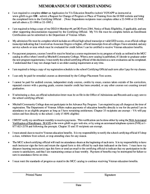 Memorandum of Understanding for VA Education Benefits