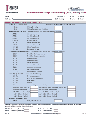 Associate in Science College Transfer Pathway Planning Guide