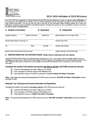 2013 IRS Income Verification Form